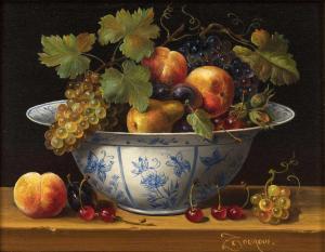 ZOUAOUI 1951,Still life fruit in blue and white bowl,1997,Mallams GB 2022-09-28