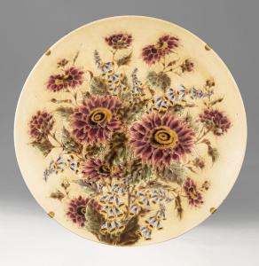 ZSOLNAY Júlia 1856-1950,Zsolnay plate with flower decor,Pinter HU 2020-08-15