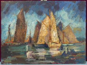 ZSOTER Akos 1895-1983,Boats and blue sky,Lacy Scott & Knight GB 2023-03-17