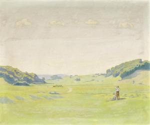 ZUBLER Albert Johann 1880-1927,Vier Wolken über weiter Feldlandschaft,1913,Zofingen CH 2019-11-14