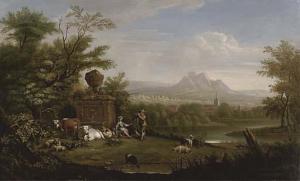 ZUCCARELLI Francesco,Cattle and figures beside a river in an extensive ,Christie's 2006-09-17