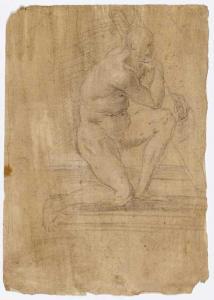 ZUCCARI Taddeo,Kneeling nude man with a beam. Probably a study fo,Galerie Koller 2020-06-19