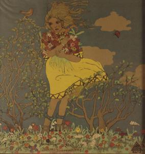 ZUCKERMANN BERTA 1900-1900,Young Girl Holding Picked Flowers,Burchard US 2010-11-21