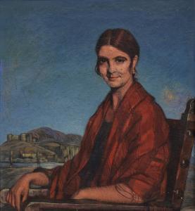 ZULOAGA Y ZABALETA Ignacio 1870-1945,Portrait of Lolita Penaud with Red Shawl,Sotheby's 2023-10-06