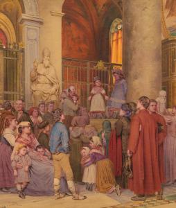 ZURCHER Jacob 1834-1884,A children's sermon in the Santa Maria in Ara Coel,Galerie Koller 2023-09-22