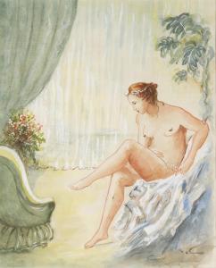 ZUREICH Franz 1904-1992,Sitzender weiblicher Akt in einem Salon,Wendl DE 2019-02-28