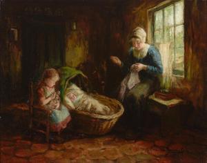 ZWAAN Cornelis Christiaan,A mother sewing in an interior with her children,Bonhams 2019-03-25