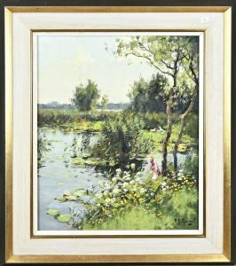 ZWART Arie, Adrianus Joh.,Summer lake view with water lilies and ducks,Twents Veilinghuis 2024-01-11