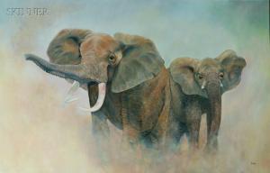 ZWERLEIN Nancie,Elephants Roaming the Serengeti Plain.,1985,Skinner US 2009-11-18