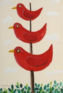 ZWERVER Dolf 1932,Composition with three birds,1998,Glerum NL 2009-12-07
