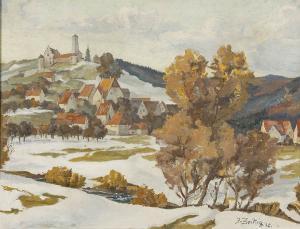 zwittig f 1900,Winter Landscape with Village--Marienburg,Jackson's US 2008-09-23